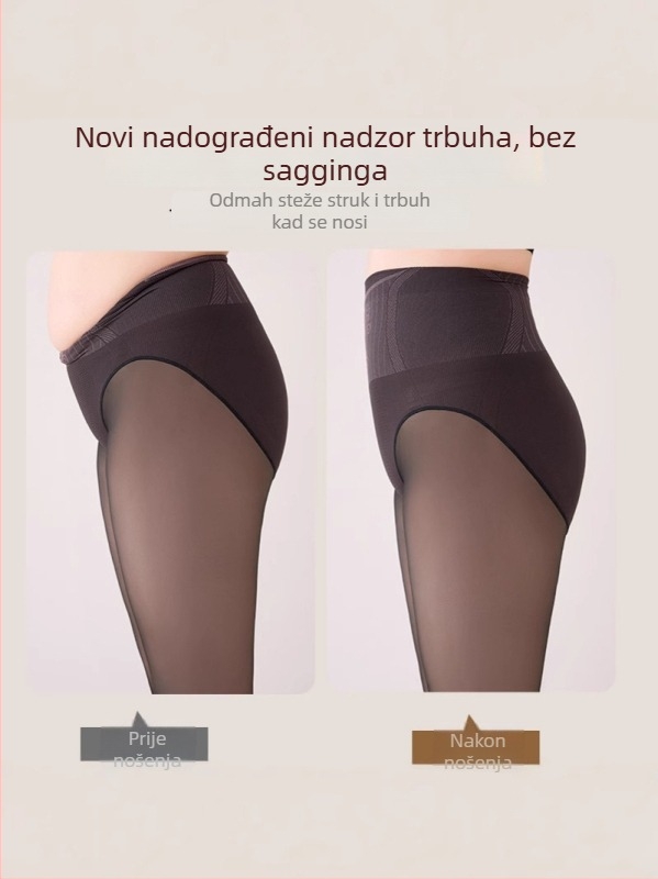 Najlon čarape s fleec podstavom, 70-80% najlona, Spandex <30%, jednobojne, tople
