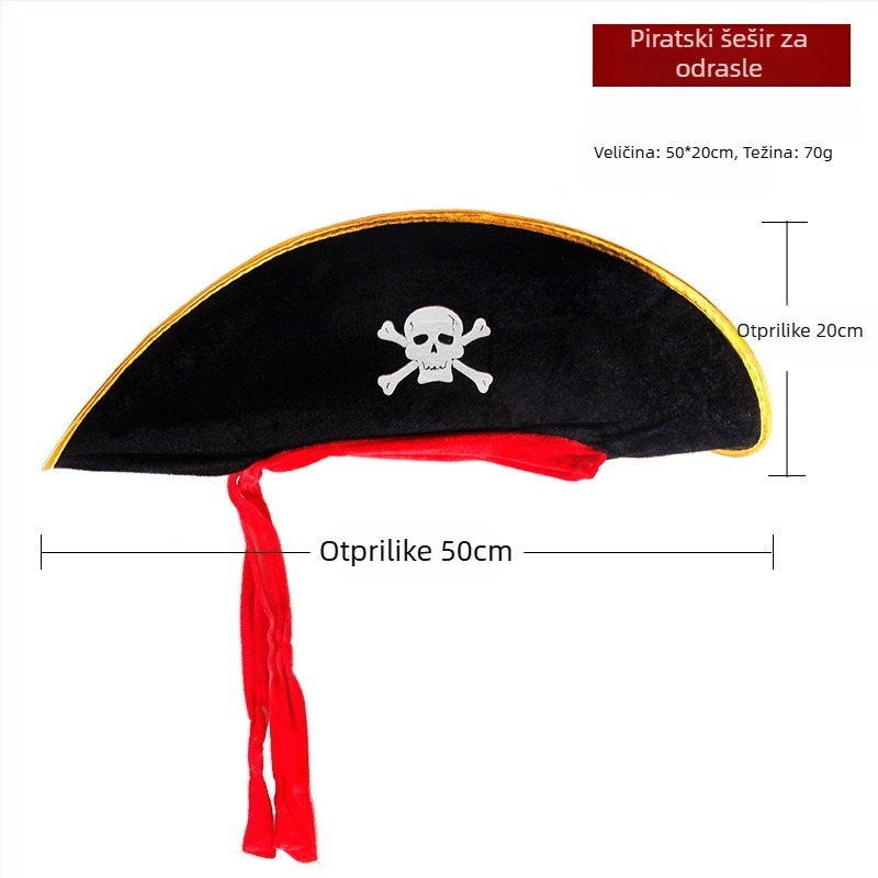 Halloween piratski set za cosplay: maska za oči, pištolj i pirateška kapa – poliester, šivanje, rekviziti za makeup kostim