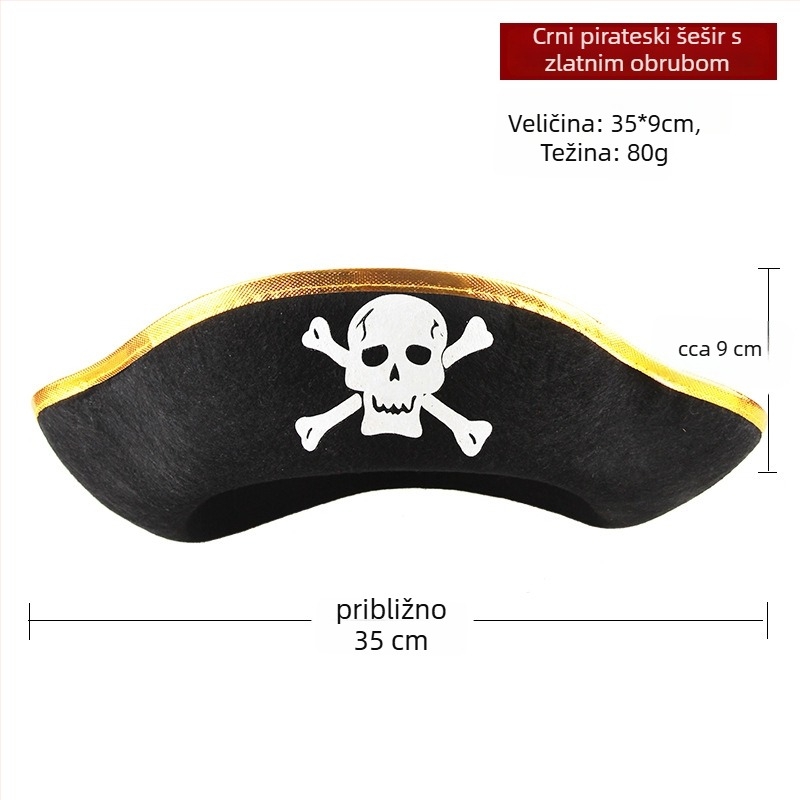 Halloween piratski set za cosplay: maska za oči, pištolj i pirateška kapa – poliester, šivanje, rekviziti za makeup kostim