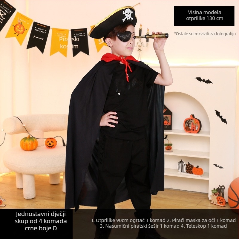 Halloween piratski set za cosplay: maska za oči, pištolj i pirateška kapa – poliester, šivanje, rekviziti za makeup kostim