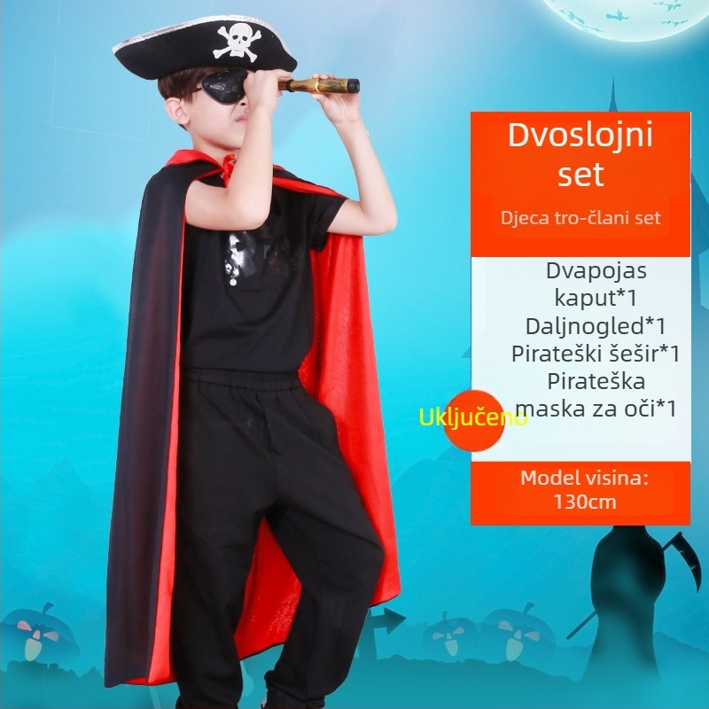 Halloween piratski set za cosplay: maska za oči, pištolj i pirateška kapa – poliester, šivanje, rekviziti za makeup kostim