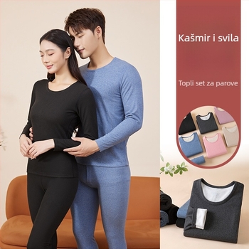 Muški termalni set s baršunastom podstavom, kationični poliester, debljina 251-300 g/m², elastičan, jesen-zima