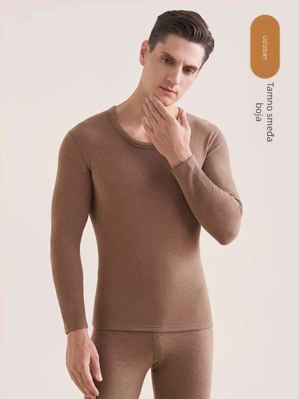 Muški termalni set s baršunastom podstavom, kationični poliester, debljina 251-300 g/m², elastičan, jesen-zima