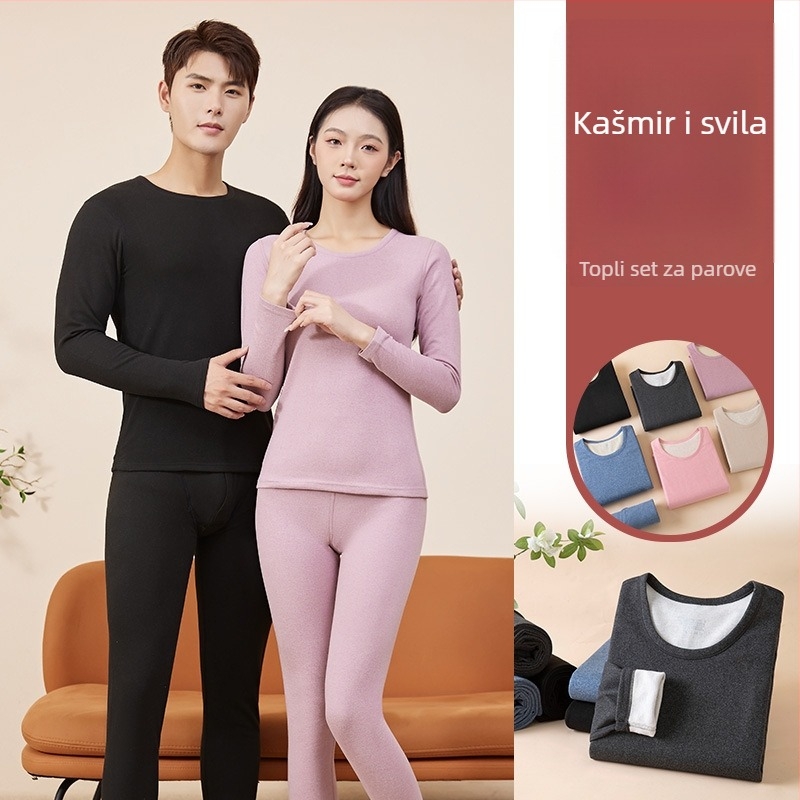 Muški termalni set s baršunastom podstavom, kationični poliester, debljina 251-300 g/m², elastičan, jesen-zima