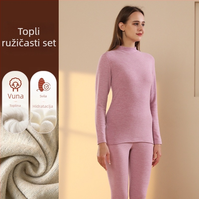 Muški termalni set s baršunastom podstavom, kationični poliester, debljina 251-300 g/m², elastičan, jesen-zima