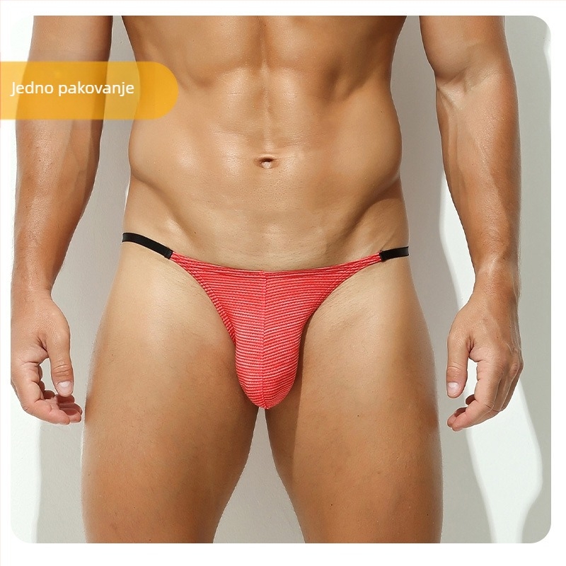 Muške gaćice od najlona s niskim pojasom, prozračne, uzorak pruge/karirano