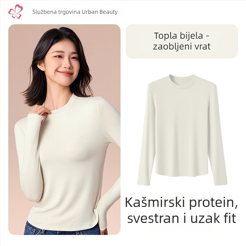 Ženski termalni bazni gornji dio s srednjim/visokim ovratnikom, viskozna mješavina, dugi rukav, srednja gustoća 181–200 g/m2