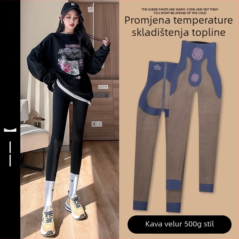 Leggings s printom morskog psa, Chenille tkanina sa Spandexom, opušten kroj, jesen 2024