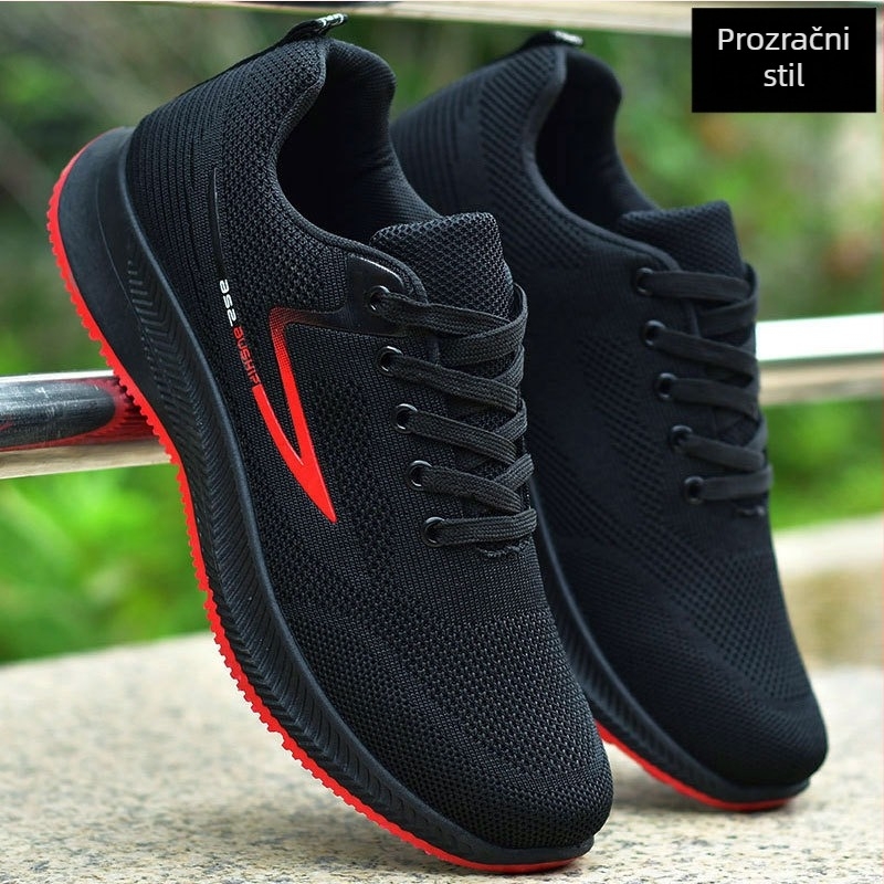 Muške sportske casual tenisice, prozračni mrežasti gornji dio, gumena podstava za povećanje visine, niski pet 1–3 cm, vezanje, tekstilna uložak