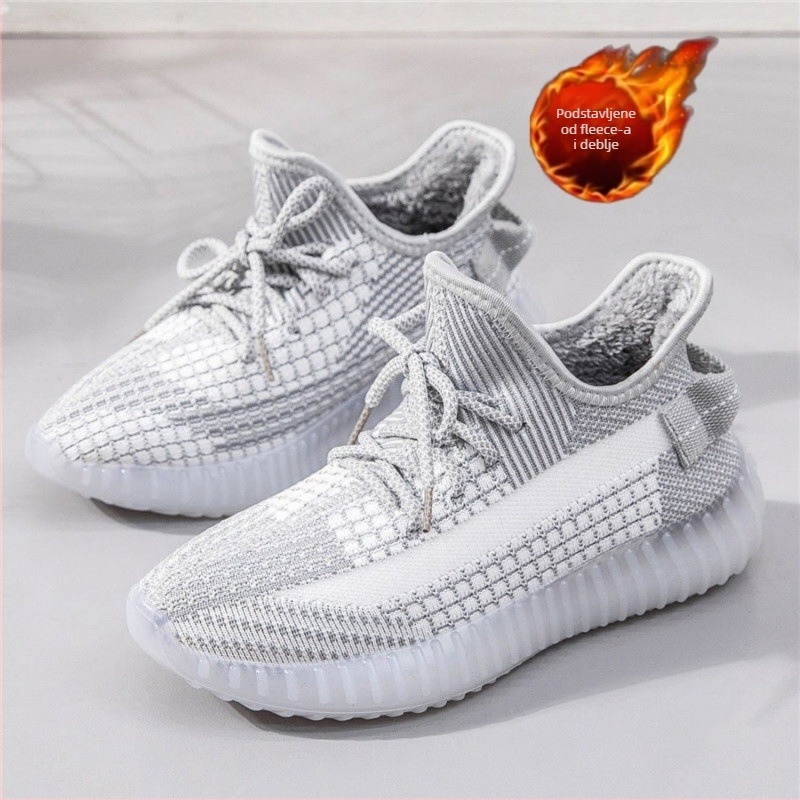 Unisex zimske tenisice s fleece podstavom, mrežasti gornji dio, vezanje šnurkama, PU uložak, gumeni potplat