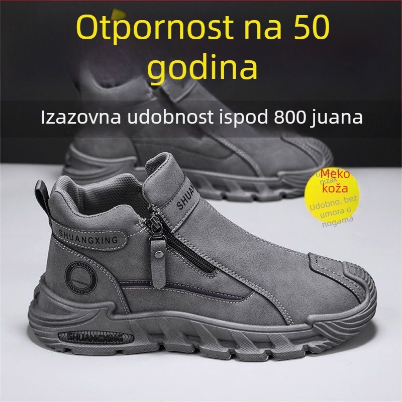 Muške Waffle cipele: vodootporne, protuklizne, otporne na habanje, protiv mirisa, gornji dio od top-grain kože, srednja visina pete
