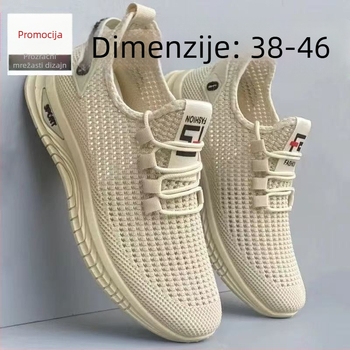 Muške sportske casual tenisice s prozračnim mrežastim gornjim dijelom, injekcijski oblikovan plastični potplat, PU ulošak, vezanje, niski profil i okrugli vrh