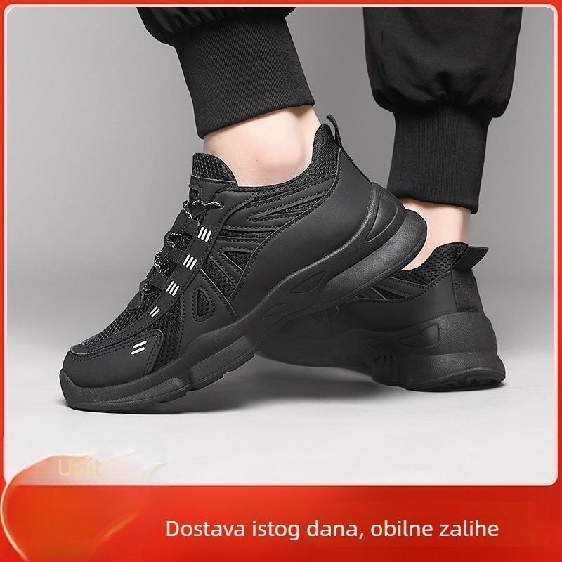Muške sportske casual tenisice s PU+mrežastim gornjim dijelom, PVC đon, EVA uložak, vezanje šnouricama, niski kroj; pogodno za planinarenje