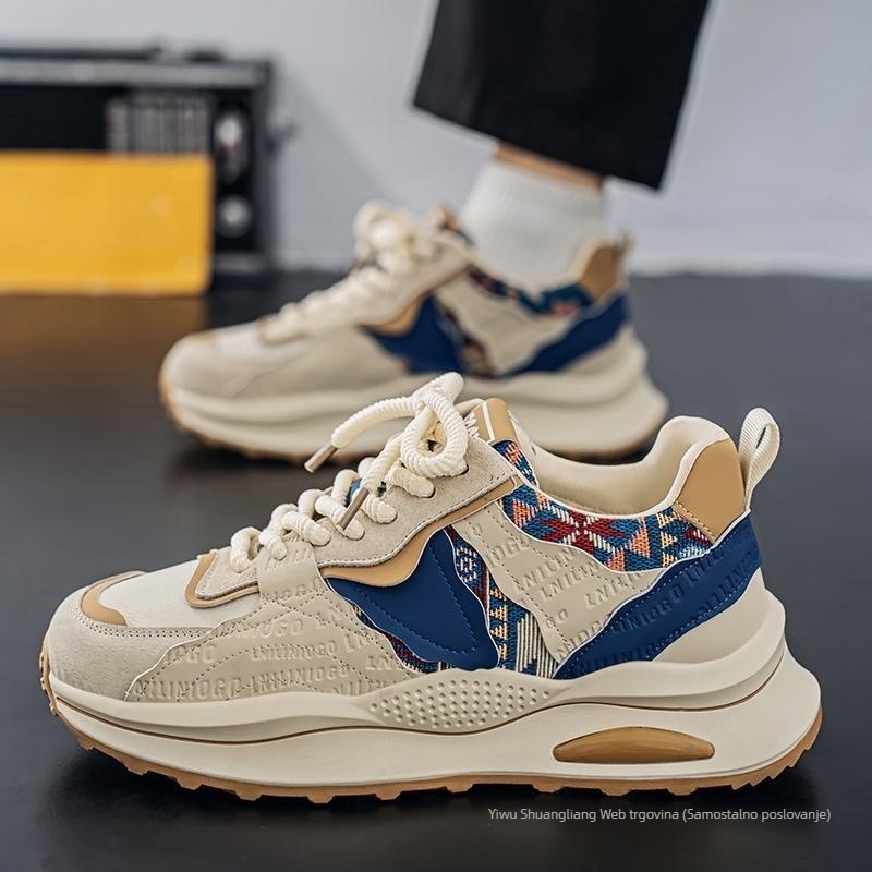 Muške sportske tenisice – lagane, mek podmetač, otporne na habanje, blok boja, vezanje