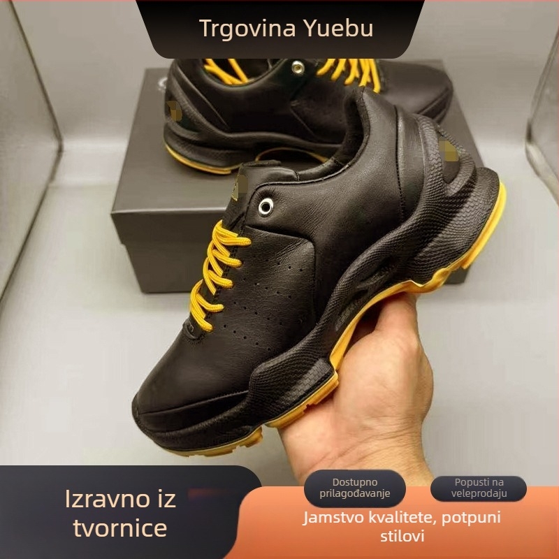 Unisex kožne casual tenisice za hodanje s dvostrukim gornjim dijelom od kože krave, injekcijski oblikovana potplat, PU uložak, niski gornji dio, okrugli vrh