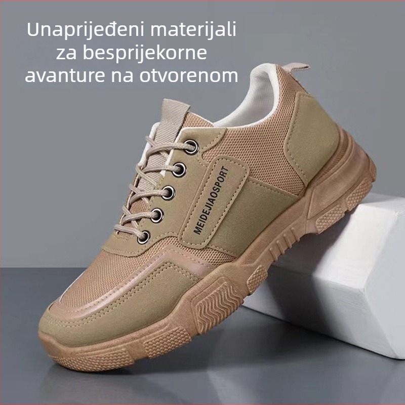 Muške sportske cipele za planinarenje s mrežastim gornjim dijelom, PVC đon, prednje vezivanje, niski gornji dio, niska peta 1–3 cm
