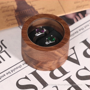 Drvena kutija za nakit od orahovog drveta, okrugla, stolna verzija, japanski stil, tvrda, jednobojna