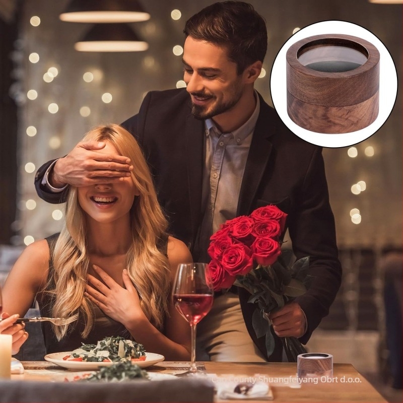 Drvena kutija za nakit od orahovog drveta, okrugla, stolna verzija, japanski stil, tvrda, jednobojna