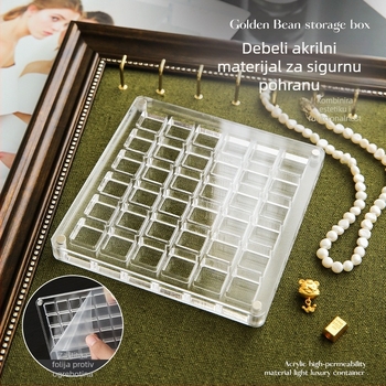 Kutija za nakit, kvadratna, 36 pretinaca, prozirna akrilna kutija s magnetskom konstrukcijom, slatki crtani stil
