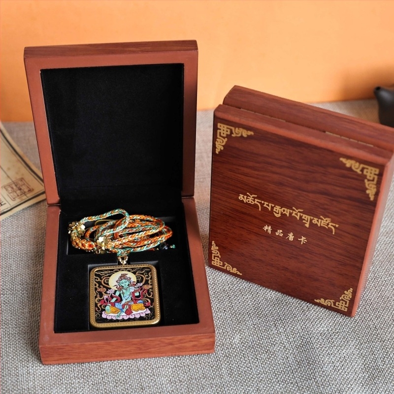 Drvena kutija za nakit u Thangka stilu za pohranu i izlaganje ogrlica i privjesaka