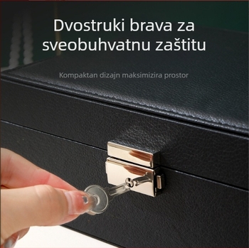 PU kutija za pohranu nakita, dvostruki sloj s bravom, čvrsti kućište, za ogrlice, naušnice i narukvice, stil Sweet Lady