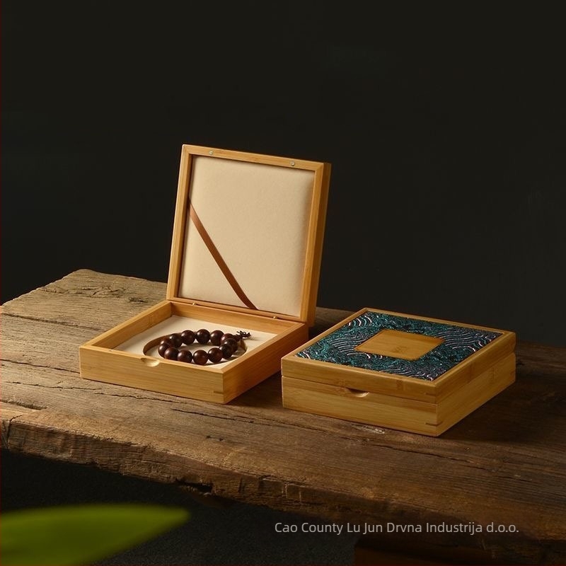 Drvena kutija za nakit s dizajnom s kliznim poklopom za pohranu narukvica s Buddha perlicama, tvrda, jednostavan uzorak, prilagodljiva