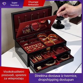 Drvena kutija za izlaganje nakita za lančiće i prstene, prodajno pakiranje, kutija za nakit, za vjenčanja i proslave
