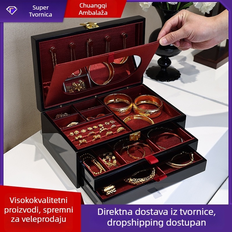 Drvena kutija za izlaganje nakita za lančiće i prstene, prodajno pakiranje, kutija za nakit, za vjenčanja i proslave