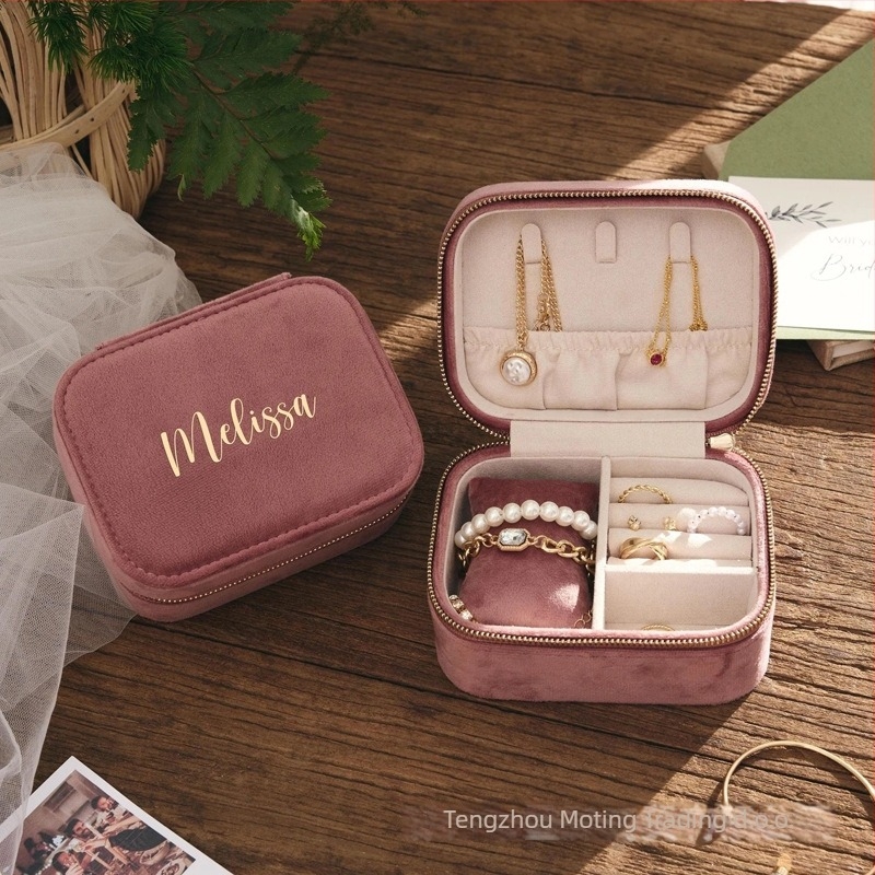 Kutija za nakit od velura za satove i narukvice, prilagodljiv tekst, korejski stil, čvrsta kutija