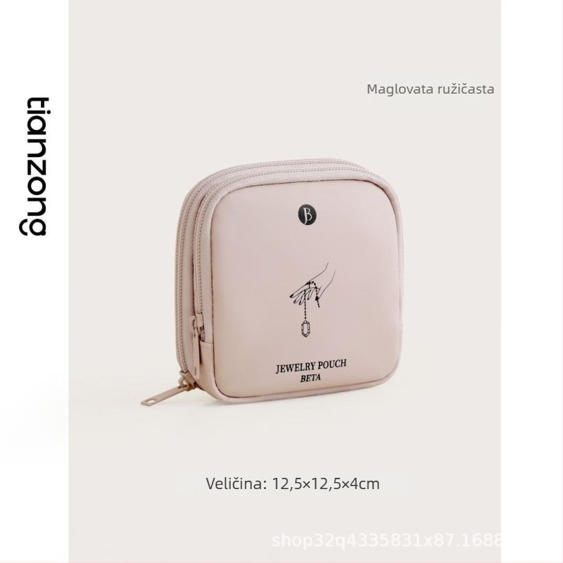 Kožna torbica za nakit – clutch stil, japanski stil, višeslojno skladište, motiv sretnih oblaka, prikladno za svadbeni dar