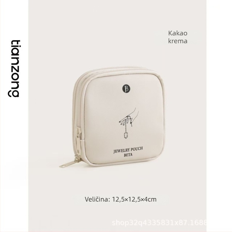 Kožna torbica za nakit – clutch stil, japanski stil, višeslojno skladište, motiv sretnih oblaka, prikladno za svadbeni dar