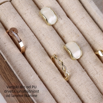 Drvena kutija za nakit, višenamjenski organizator za satove i ogrlice, monokromatski dizajn, čvrsta konstrukcija, prilagodljiva