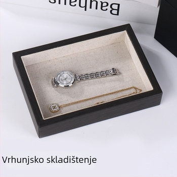 Drvena kutija za nakit, višenamjenski organizator za satove i ogrlice, monokromatski dizajn, čvrsta konstrukcija, prilagodljiva