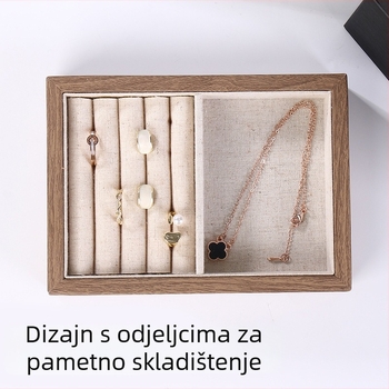 Drvena kutija za nakit, višenamjenski organizator za satove i ogrlice, monokromatski dizajn, čvrsta konstrukcija, prilagodljiva