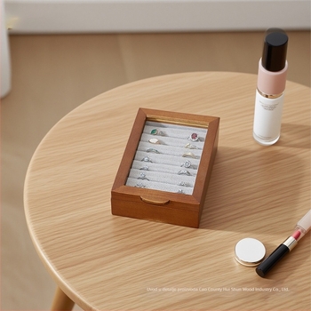 Drvena kutija za nakit s magnetskim spremanjem prstena, stolni organizator, europski minimalistički stil, model 001.