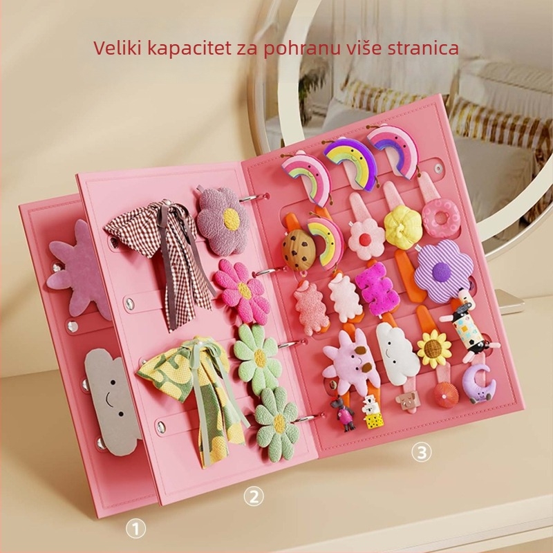 Knjiga za pohranu ukosnica za kosu za djecu – sklopivi organizator dodataka, filc kutija za nakit, mekani, Sweet Lady stil, standardno