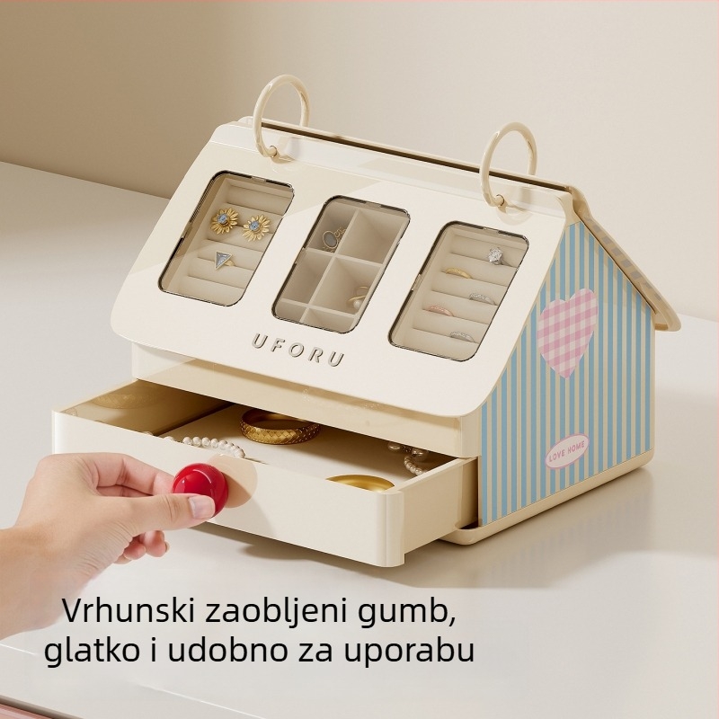 Kutija za nakit Dd2608, ABS+PET+Flanel, Svježi i sladak stil, Čvrsta konstrukcija, Prilagodljivo