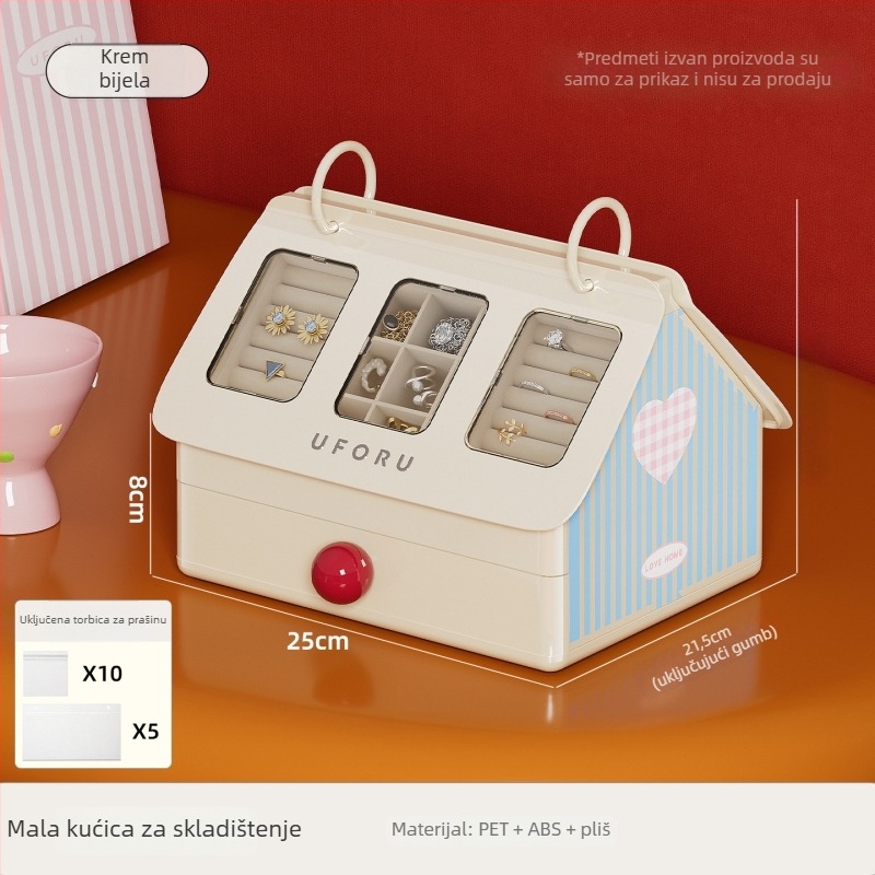 Kutija za nakit Dd2608, ABS+PET+Flanel, Svježi i sladak stil, Čvrsta konstrukcija, Prilagodljivo