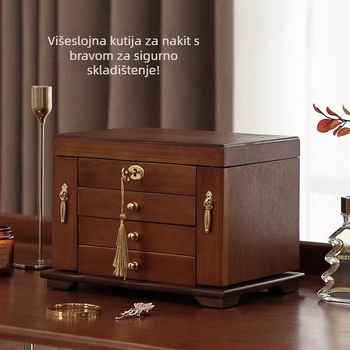 Drvena kutija za nakit, višeslojni retro dizajn, model 1119, Independent, mogućnost prilagodbe