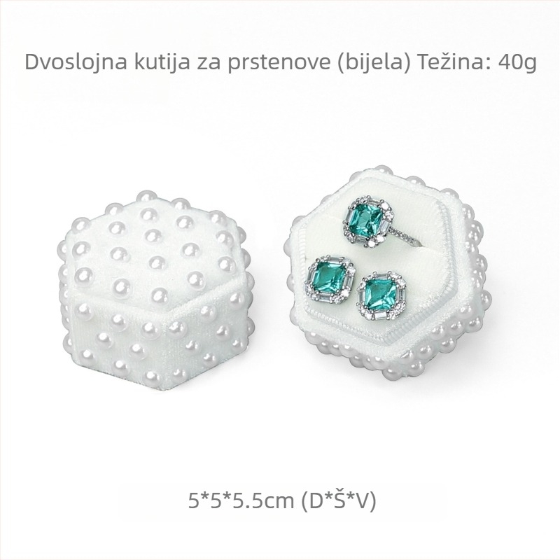 Velur heksagonalna kutija za prstenje i naušnice