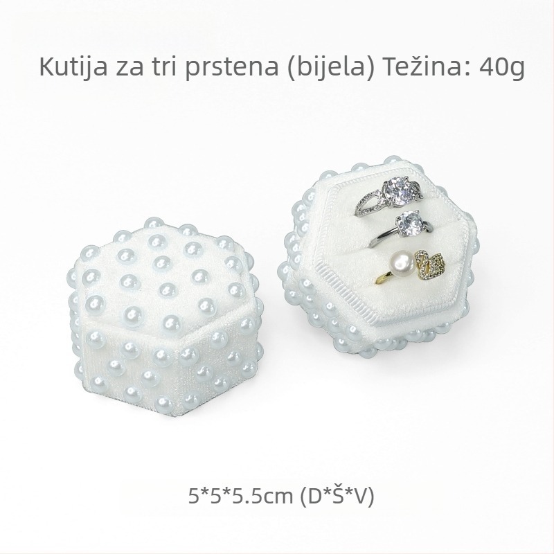 Velur heksagonalna kutija za prstenje i naušnice