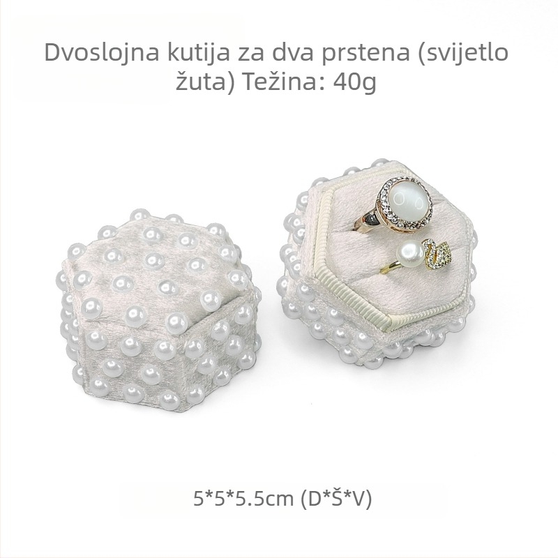 Velur heksagonalna kutija za prstenje i naušnice