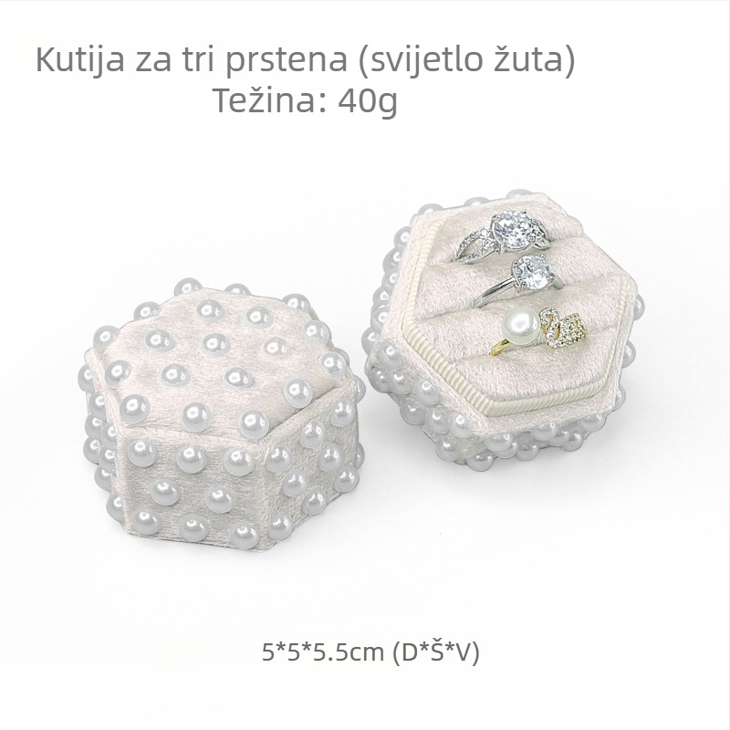 Velur heksagonalna kutija za prstenje i naušnice
