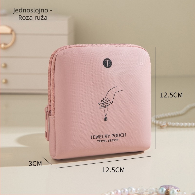 Torba za nakit, prijenosni clutch dizajn, mekana, višeslojna konstrukcija od twill tkanine i nubuka