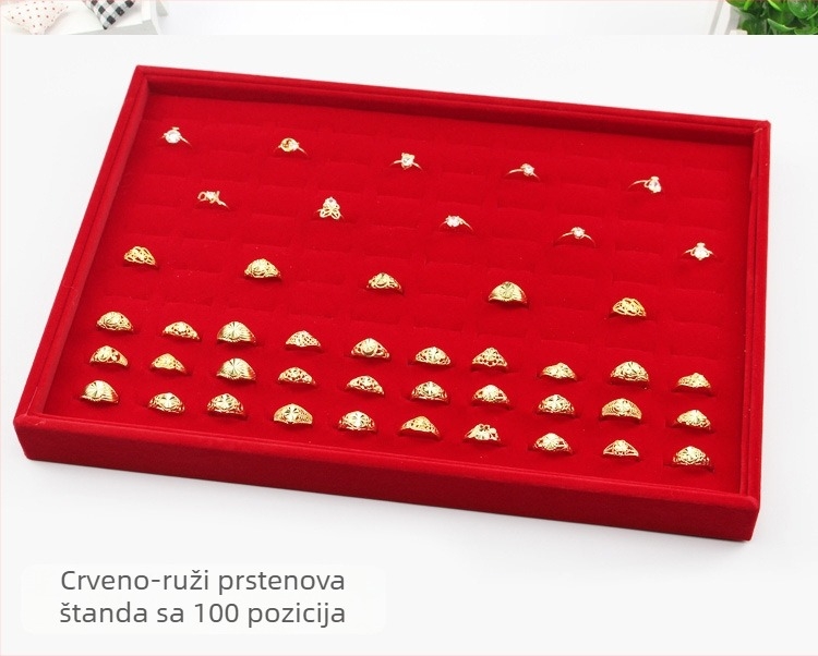 Pladanj za nakit – organizator za prstenje, ogrlice, narukvice i naušnice; površina od flanele, jednostavan stil, čvrsta konstrukcija