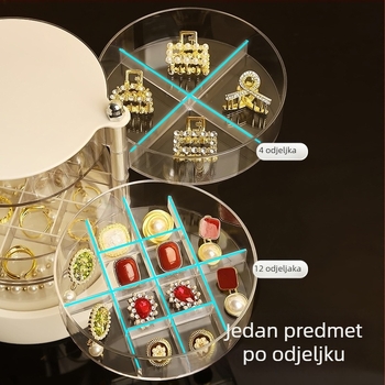Kutija za nakit s više odjeljaka, plastična, tvrda, jednobojni uzorak