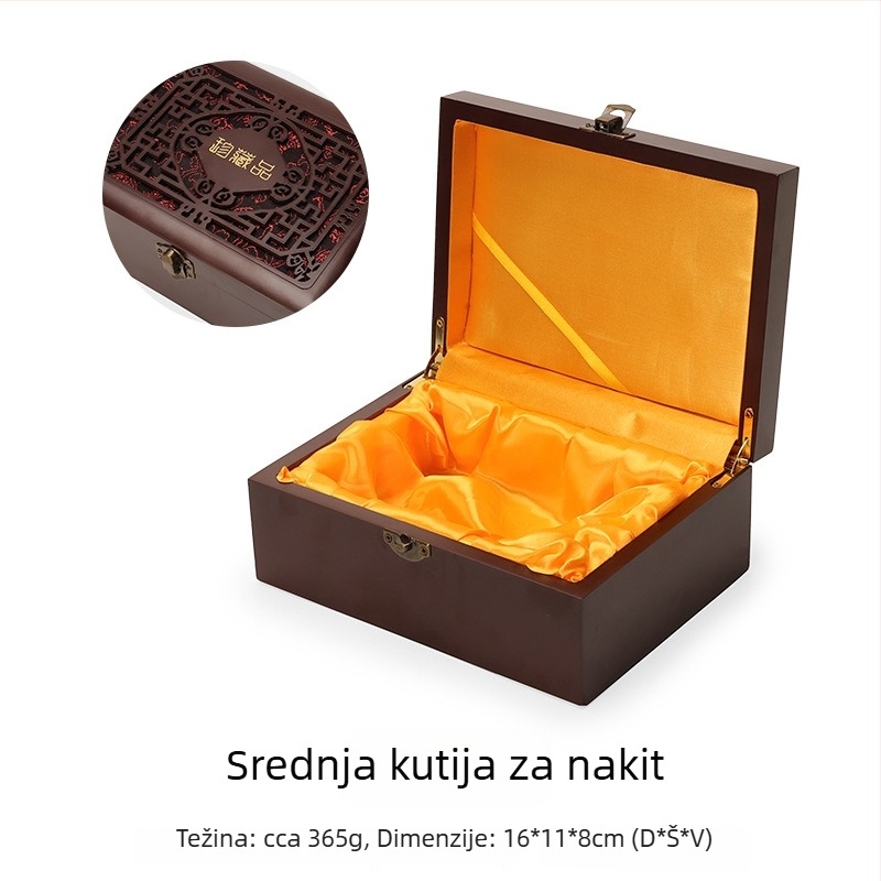 Drvena isklesana kutija Wenwan nakita – šuplja kutija za skladištenje nakita, poklon pakiranje Peng Hui