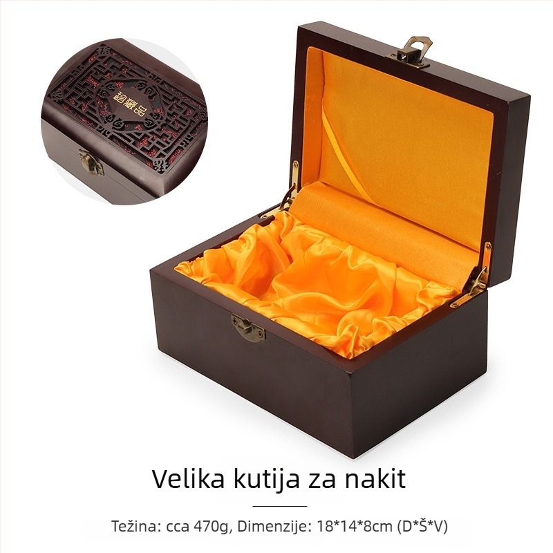 Drvena isklesana kutija Wenwan nakita – šuplja kutija za skladištenje nakita, poklon pakiranje Peng Hui