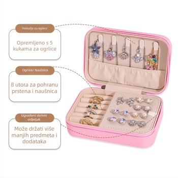 Kožna kutija za nakit, korejski stil, prugasti uzorak, model Little Fragrance