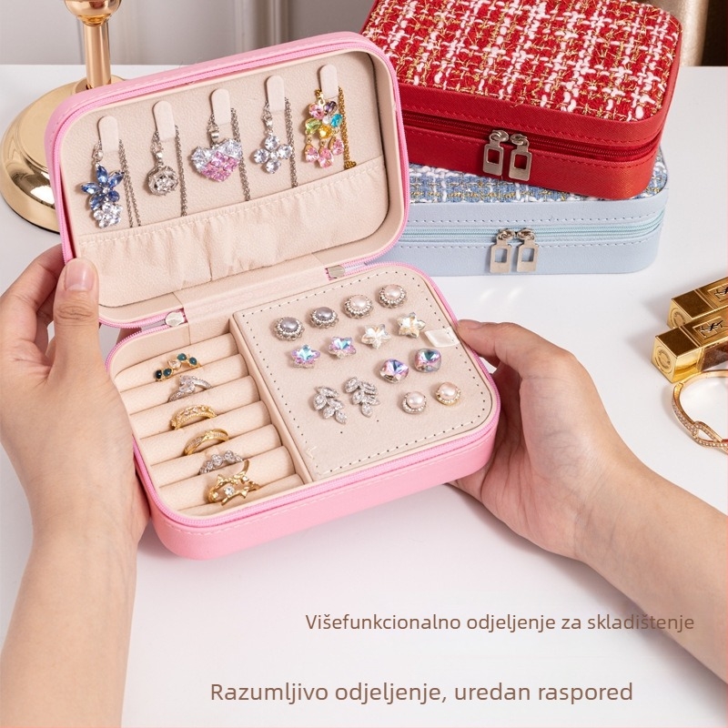 Kožna kutija za nakit, korejski stil, prugasti uzorak, model Little Fragrance
